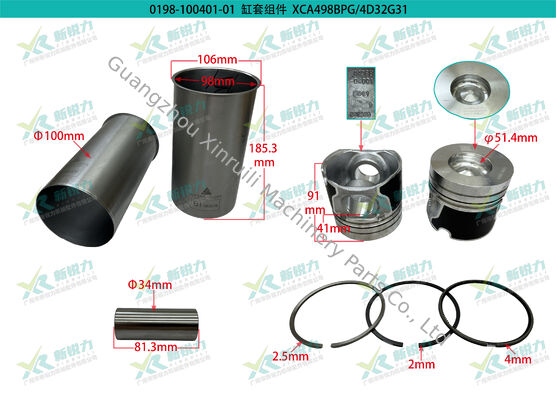 Cylinder Liner Kit For Xinchai A498 Series Engine A498B A498BPG XCA498BZG A498BT A498BZT 0198-100401-01