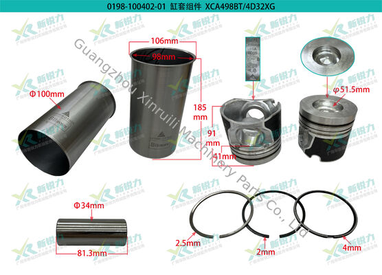 Cylinder Liner Kit For Xinchai A498BT A498BZG 4D32ZT 4D32ZG31 4D32XG30 Forklift / Wheel Excavator / Tractor / Loader Engine