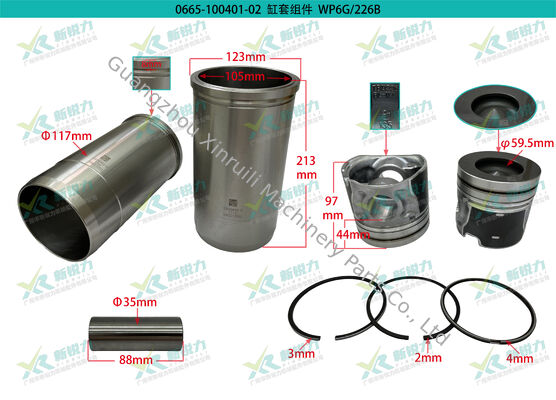 Cylinder Liner Kit 1000156635 for Weichai WP6G 226B Diesel Engine